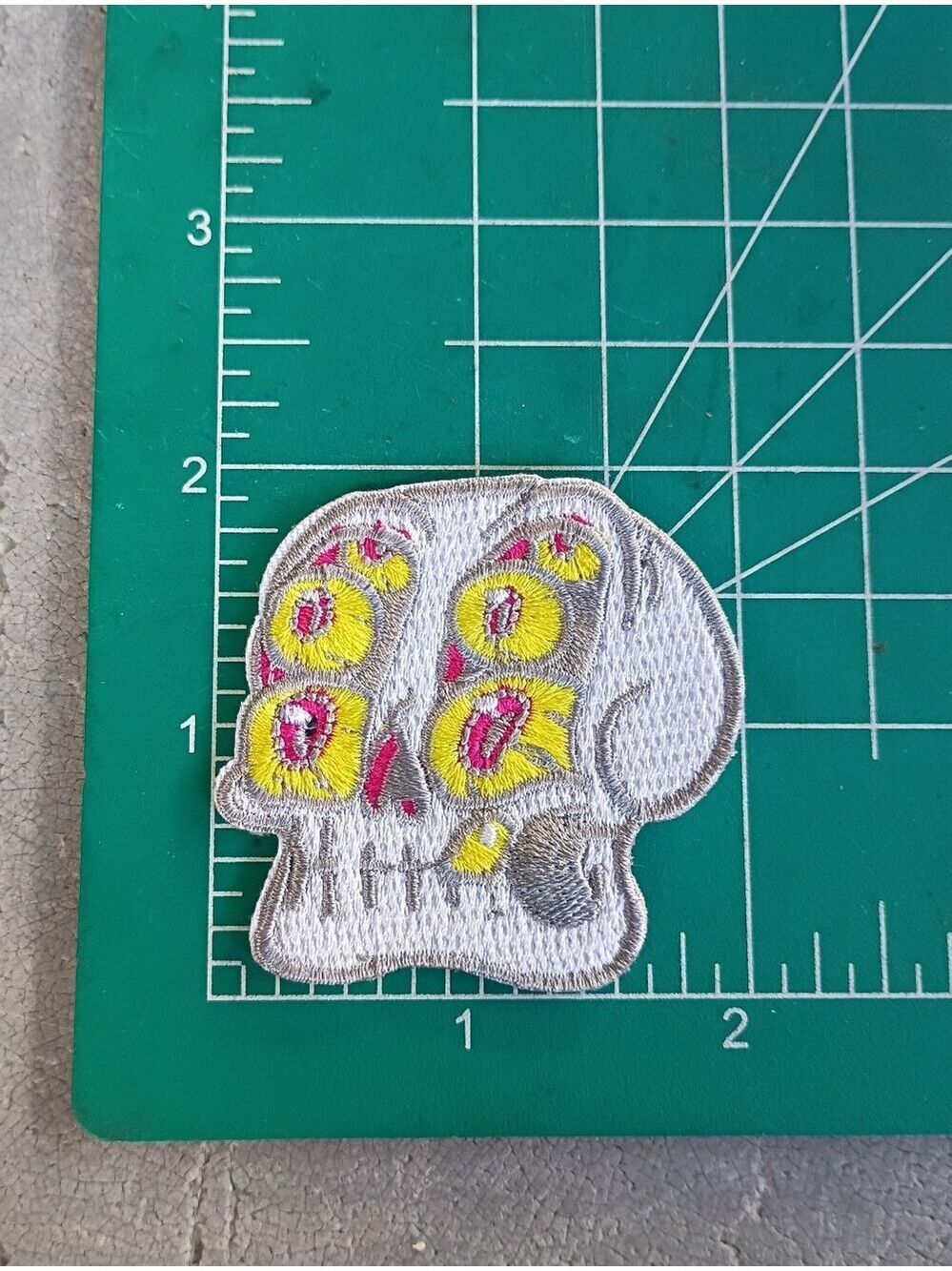 Embroidered Gothic Trippy Skull Iron On Patch